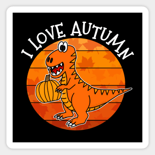 Autumn T-Rex Dinosaur Pumpkin Fall Thanksgiving Magnet